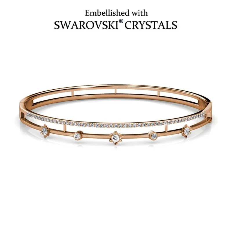 Daisini Crystals From Swarovski Women Bangle High Quality Brass Plated 18k Hand Cuff Bracelet Fashion Jewelry Birthday Gifts