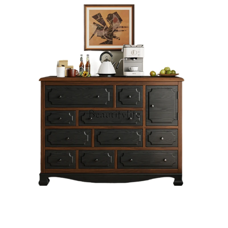 

American retro solid wood bucket cabinet wall decorative cabinet