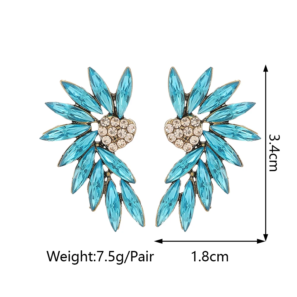 Fashion Crystal Wing Female Elegant Decor Stud Earrings For Women Trend Luxury Design Charm Holiday Party Jewelry Accessories