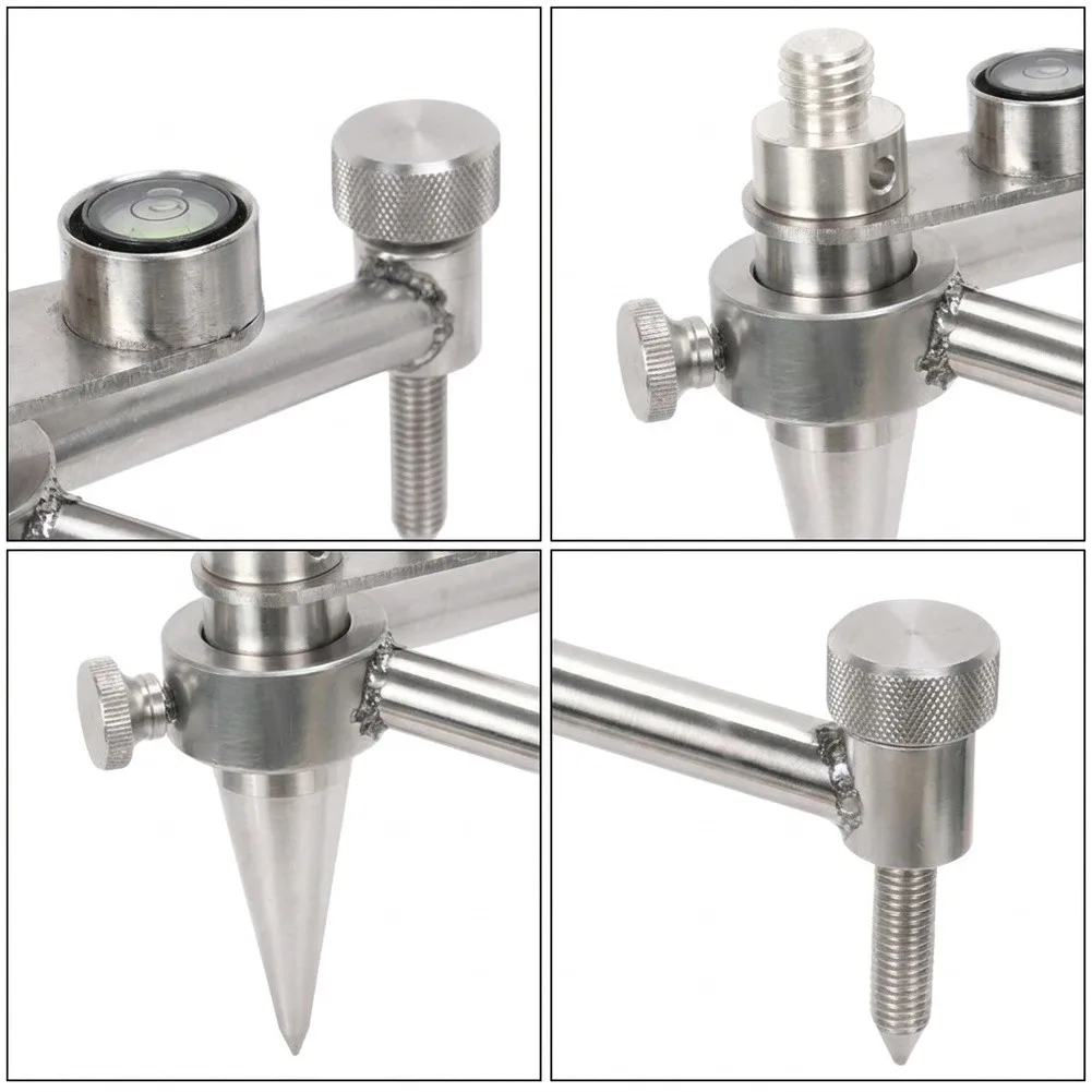 Stainless Steel Mini Bipod 5/8-11 Thread With Bubble Level For Style Total Station Surveying Instrument Accessories