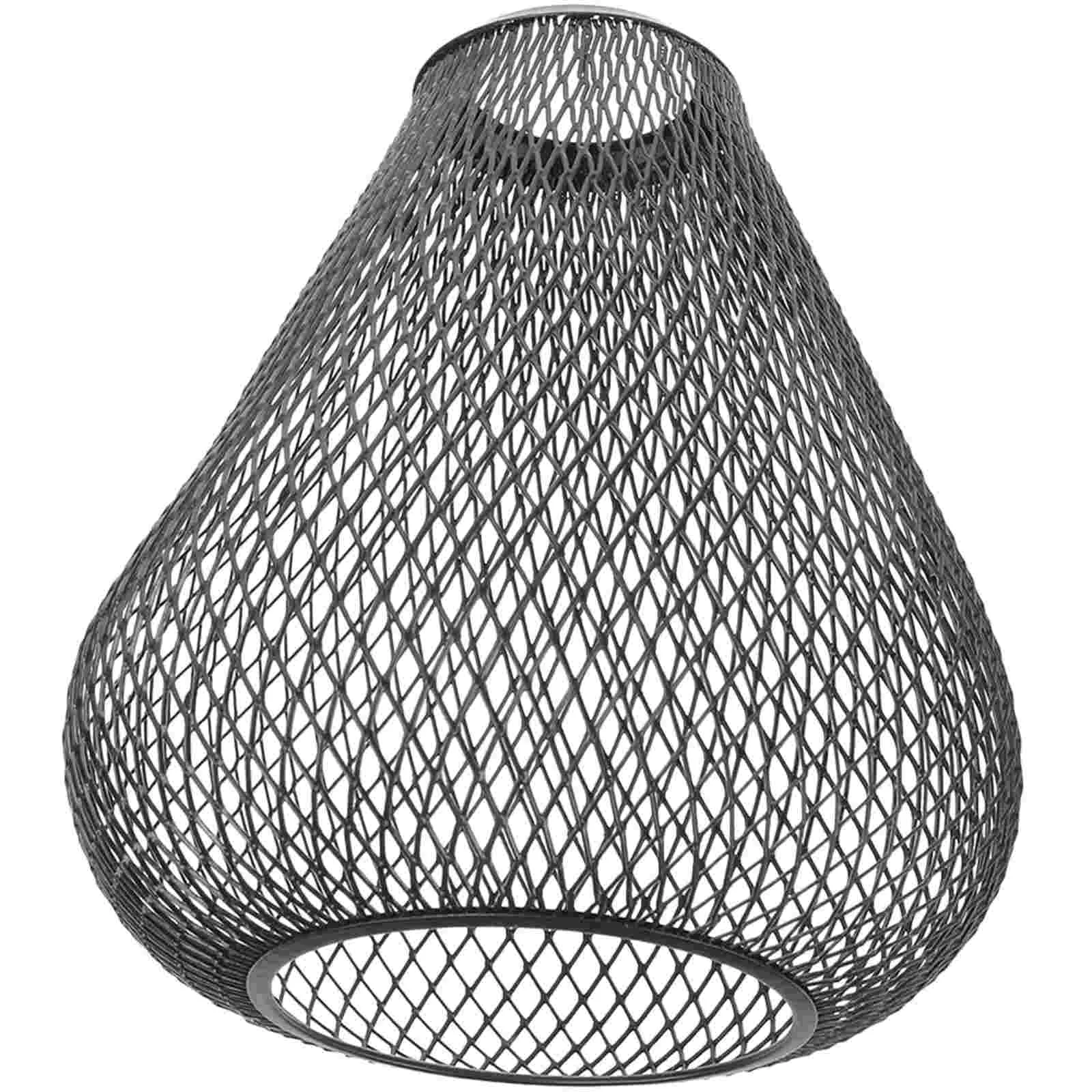 

Wrought Iron Lampshade Black Home Metal Pendant Light at Farmhouse Hanging for Bulb Geometric Practical