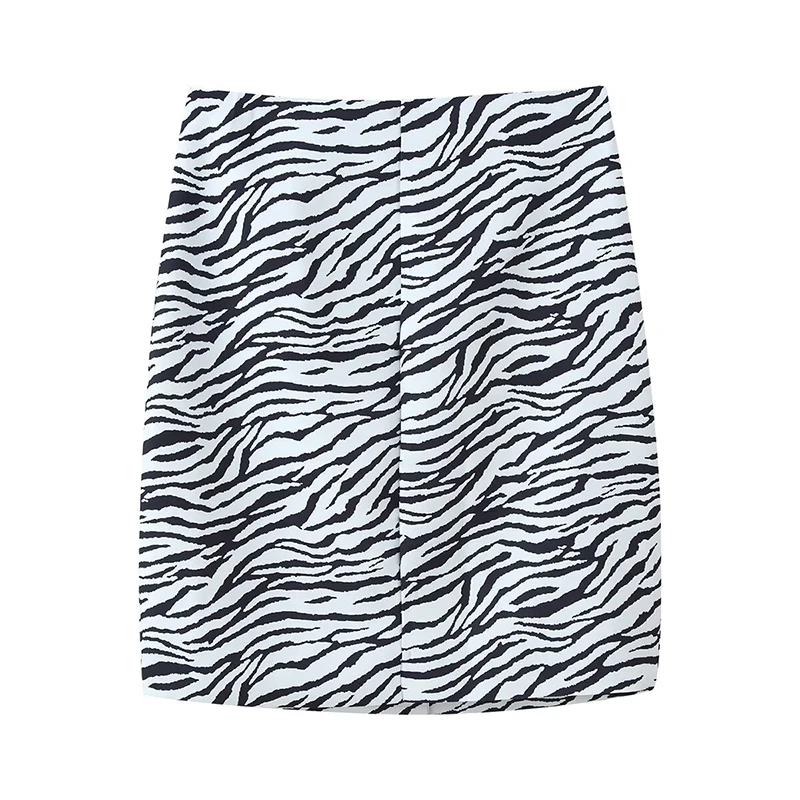 YENKYE Vintage High Waist Zebra Print Knee Length Skirt Women Fashion Sexy Pencil Skirts faldas mujer