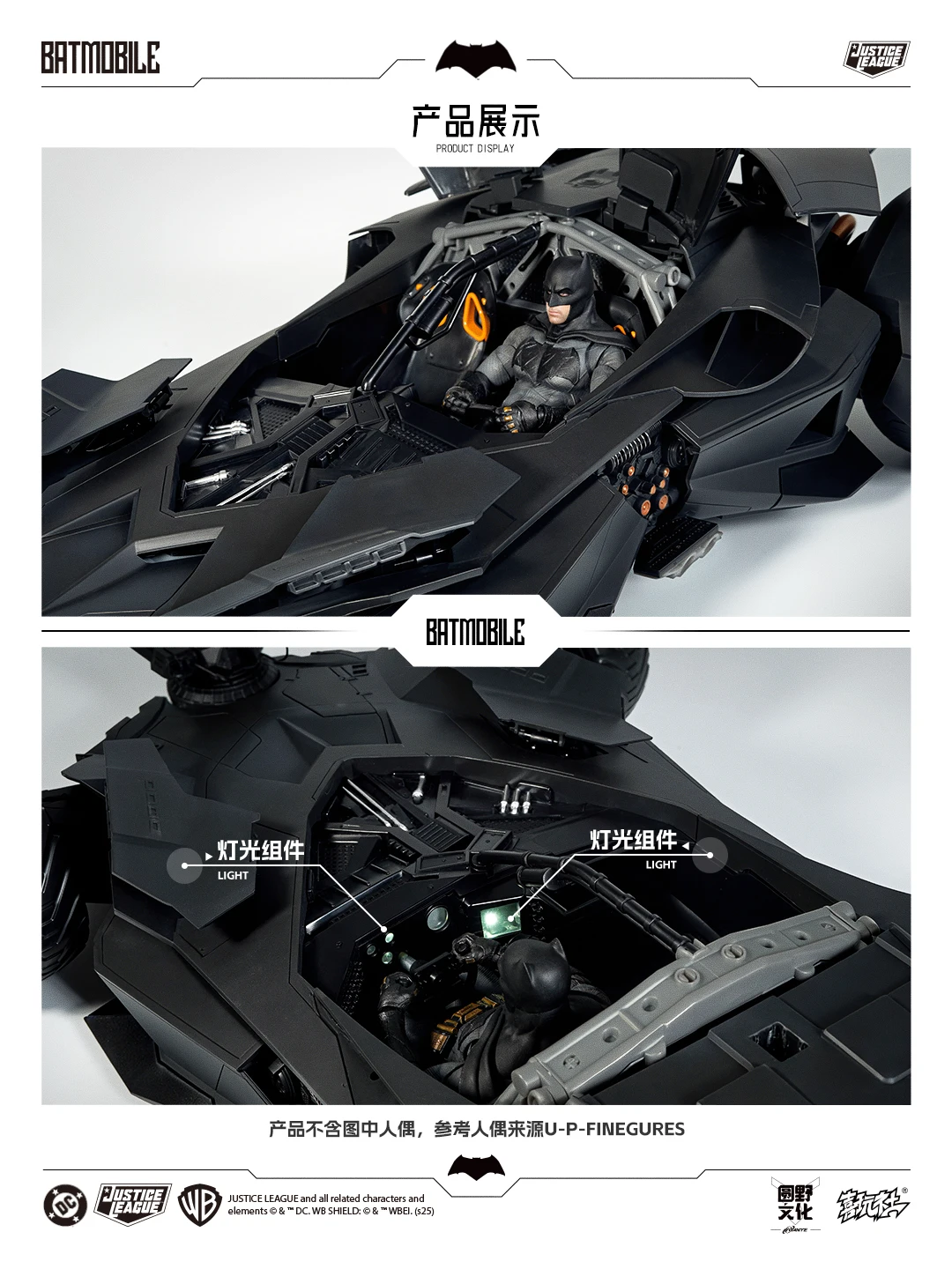 New 1/12 U-P-Finegures LPZZ Batmobile Bvs Batman Dual-form Action Figures 50 Cm Assemble Figurine Model Statue Kid Gifts Toys