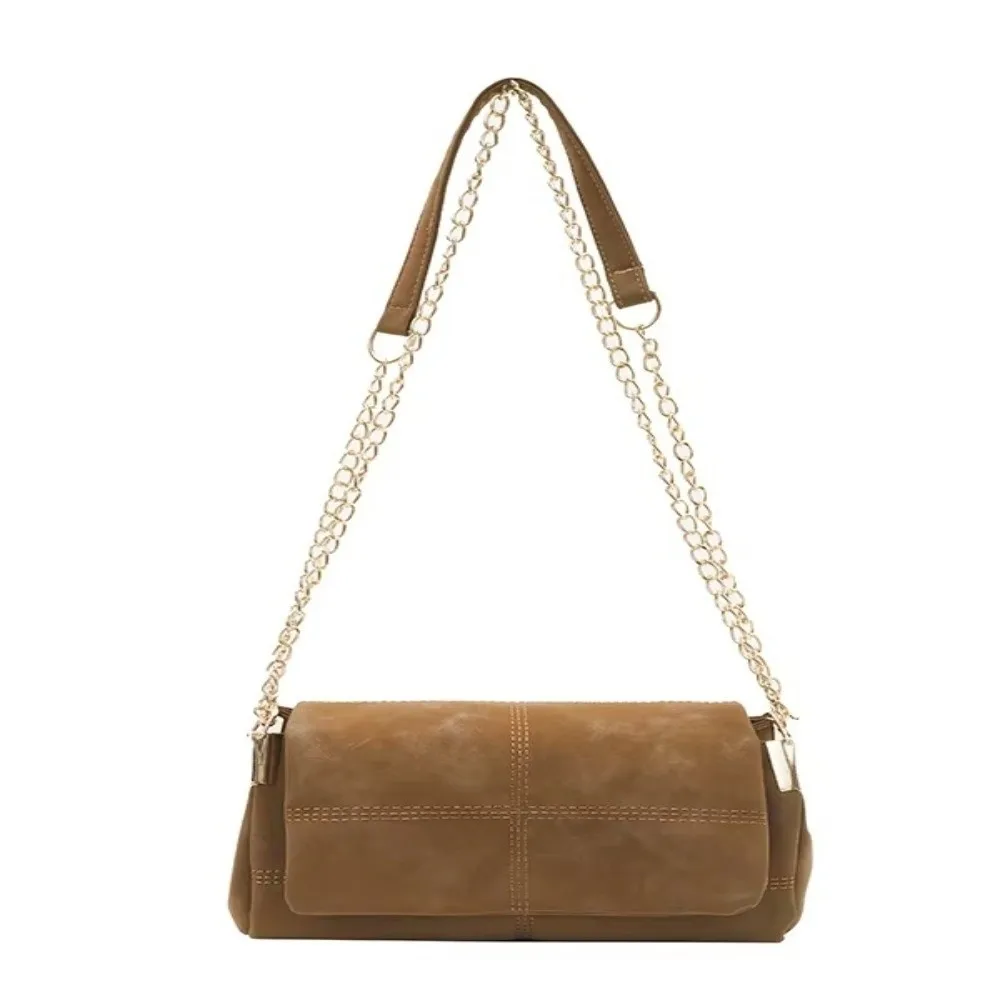 Hochwertige Wildleder-Schultertasche mit Großer Kapazität Ketten-Umhängetasche Quadratische Handtasche für Damen – Detail 14