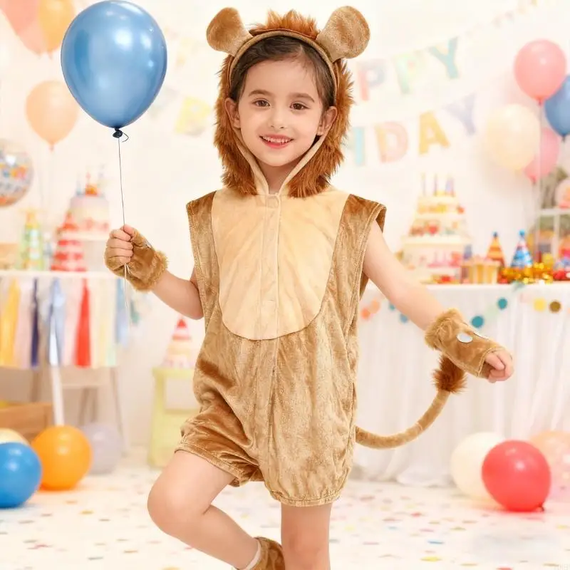 الفتيان الفتيات تأثيري الحيوان الأسود زي سماعة أذن ذيل Jumupsuit مهرجان ملابس الحفلات الأطفال يوم مرحلة الأداء ارتداء #1