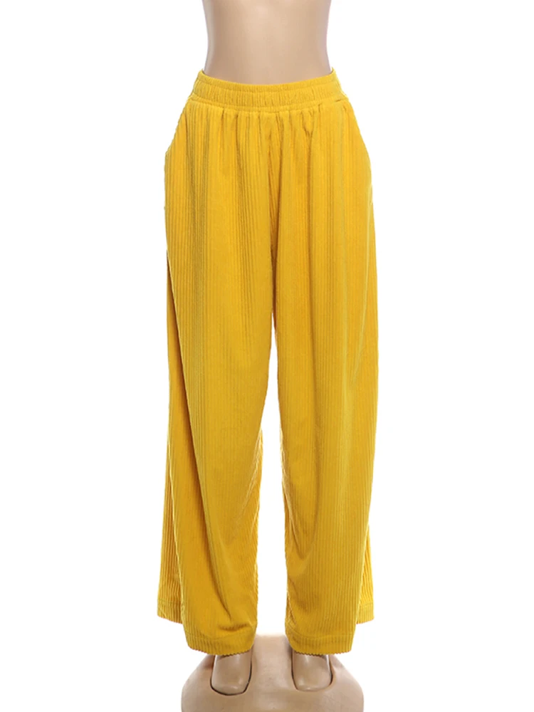 Weird Puss Lässige, bequeme lange Hose für Damen, Herbsttrend, elastische, hochtaillierte, einfarbige, schlichte, Oversize-Style, klassische Streetwear – Detail 3