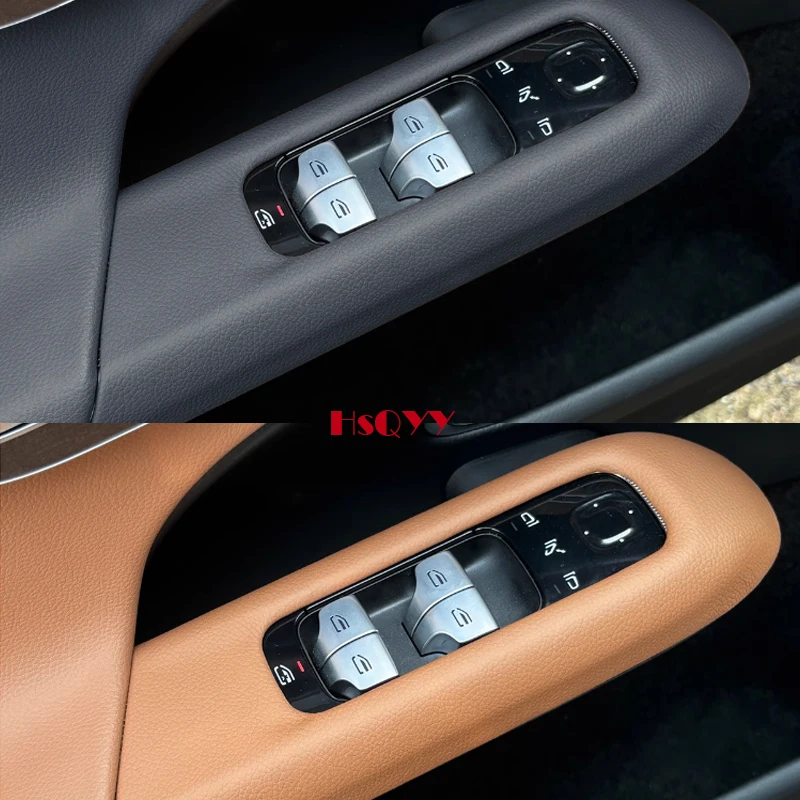 For Mercedes Benz E Class W214 2024 Car Accessories Door Window Glass Lift Button Cover Trim Frame Leather Sticker Modification