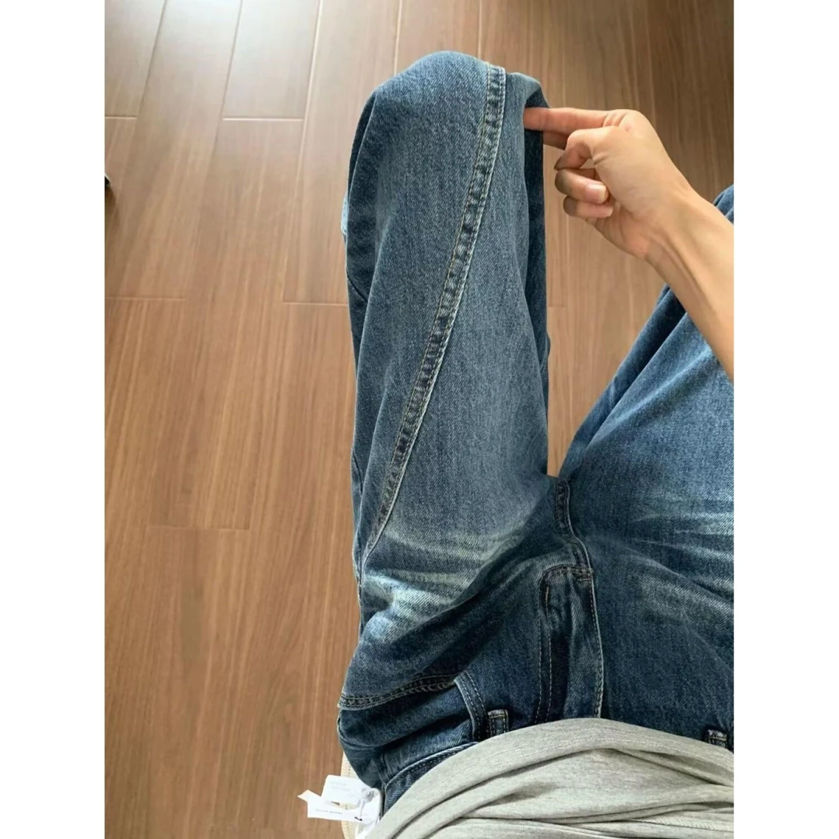 

Мужские винтажные джинсы Waed с широкими штанинами, американский дизайн, свободные, струящиеся, деконструированные, удобные, из смесового хлопка и полиэстера