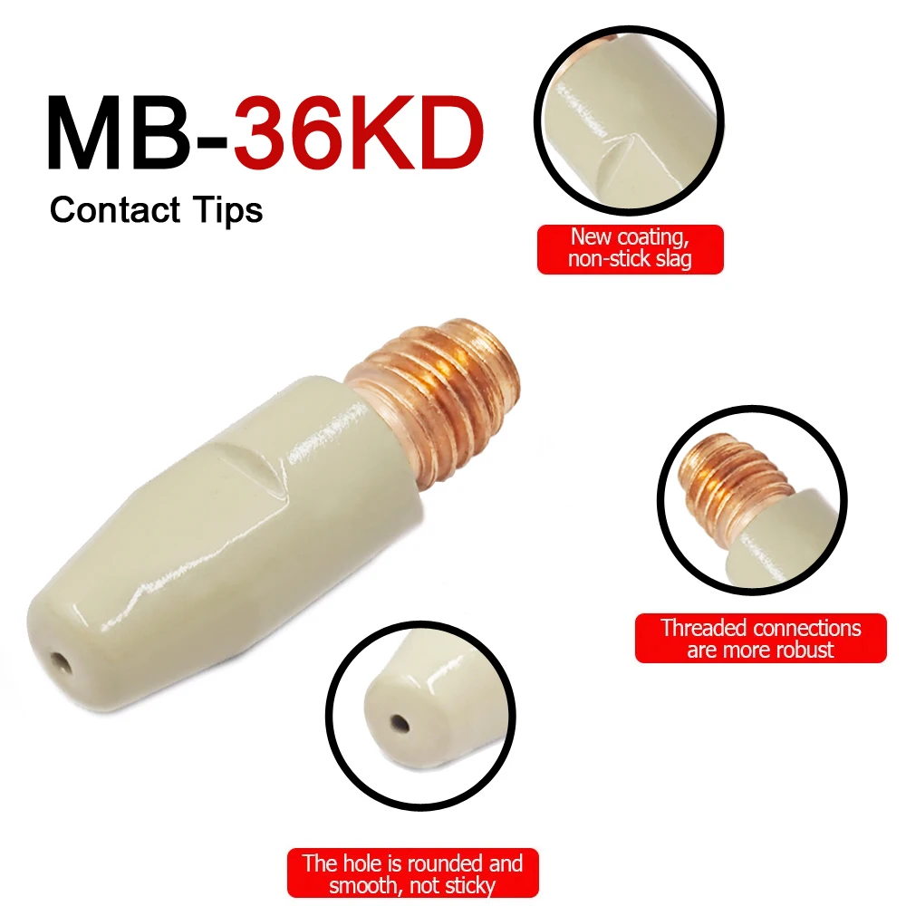 Mig 36KD Welding Consumables Coating Protection Contact Tips M8*30mm 0.8/1.0/1.2mm Torch Gun MIG/MAG Co2/Gas Welding Accessories