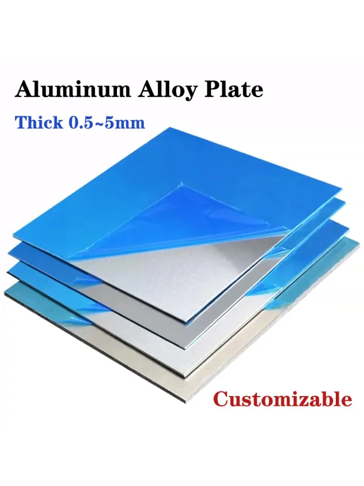 Plaque plate en aluminium 6061 d'épaisseur 0.5mm 1mm 1.5mm 2mm 2.5mm 3mm 4mm 5mm, feuille en alliage d'aluminium, barre plate, plaque métallique CNC personnalisable