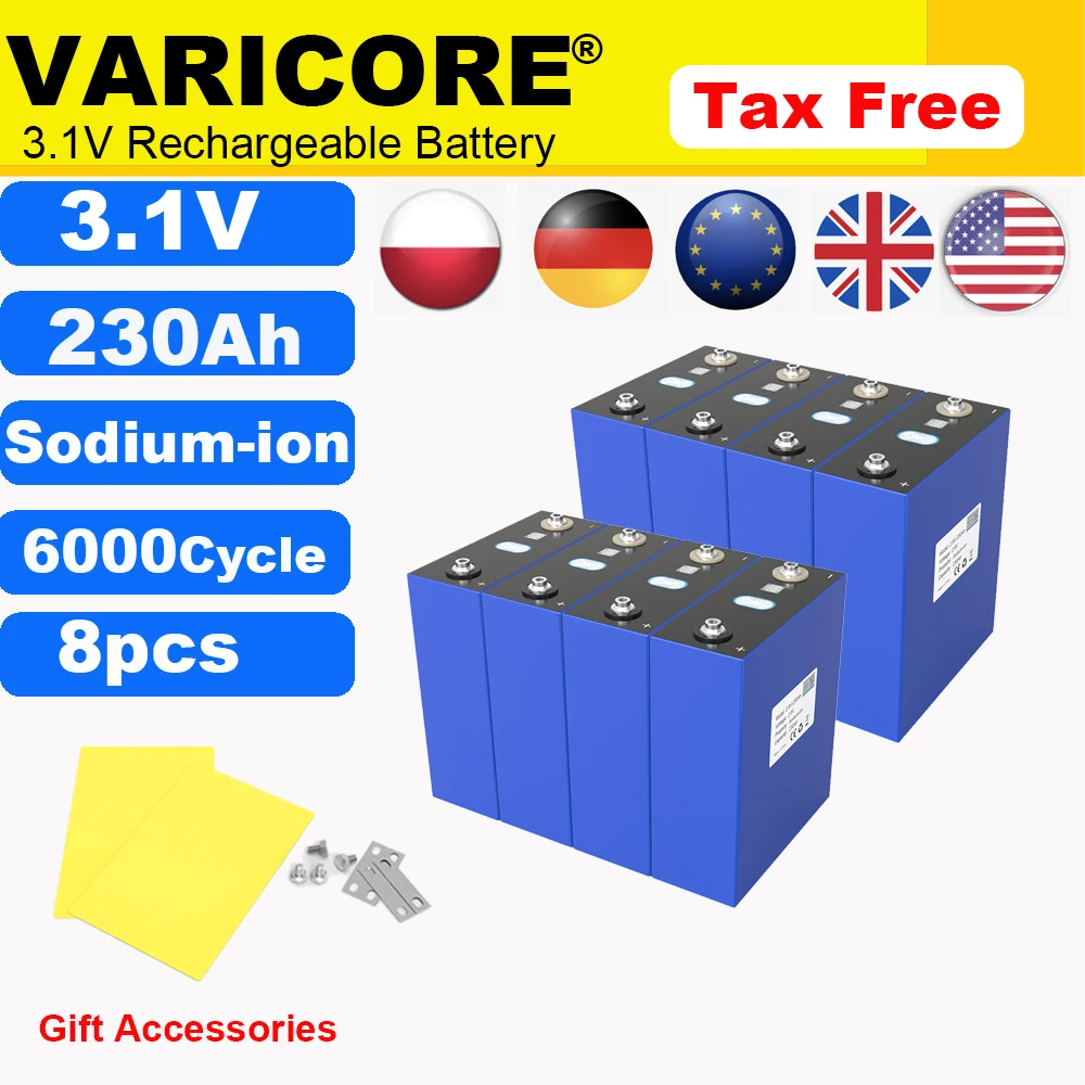 

8pcs 3.1V 230Ah Sodium-Ion Battery 20c Resistant low,high Temperature DIY 12v 24V 36v Motorcycle Electric Car Travel Golf Cart