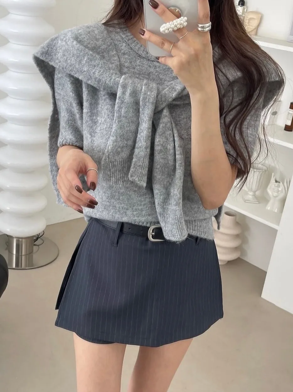 

Корейский вязаный свитер и шил, женский модный комплект, осень-зима, Новое поступление, эффект похудения, элитный комплект