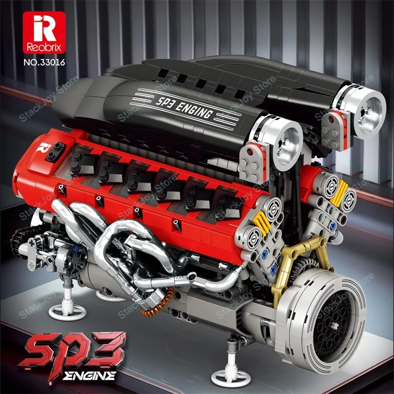 MOC-Juego de bloques de construcción de modelo de Motor mecánico SP3, 1240 Uds., con Motor de potencia, juguetes de ensamblaje técnico para niños, regalo de Navidad