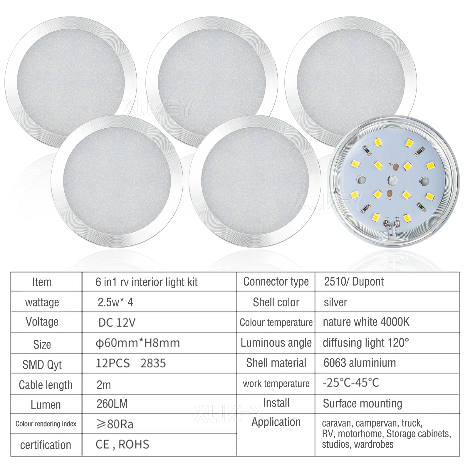 Picture 5: LED Under Cabinet Light Interior LED Roof Spot Lights Dimmable 12V RV Boat Kitchen Caravan Cupboard Showcase Kitchen Camper Van