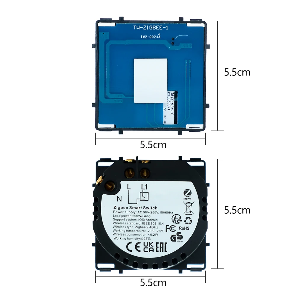 Bingoelec-スマートZigbeeウォールスイッチ1/2/3/4ウォール,パネルなし,Tuyaスマートライフアプリ,diy partニュートラル,不要