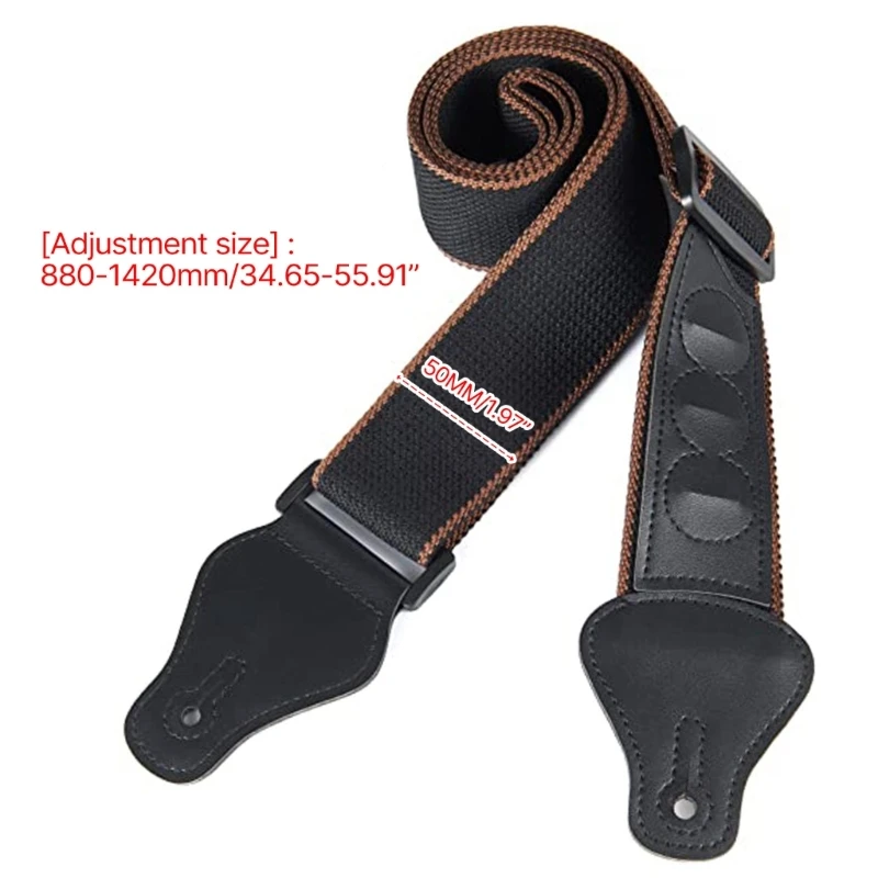 Acoustic Electric Guitar Straps with Pick Pocket Cotton Woven Shoulder Strap Leather Ends Guitar Straps for Guitarists image 6
