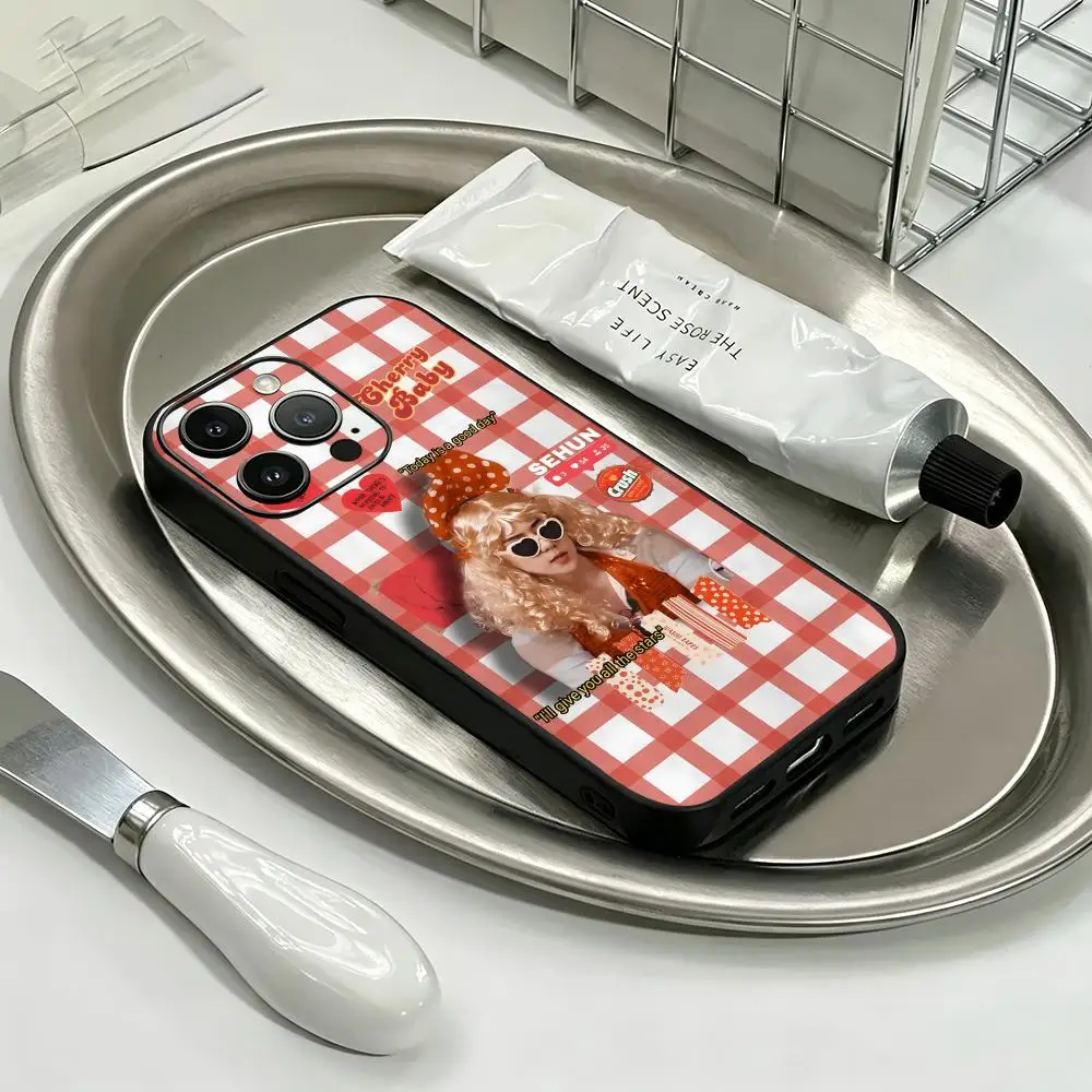 Funda para Teléfono con Diseño del Grupo de K-Pop EXO, para iPhone 17 16 15 14 13 12 11 Plus Mini Pro Max, Negra, Suave, Antigolpes