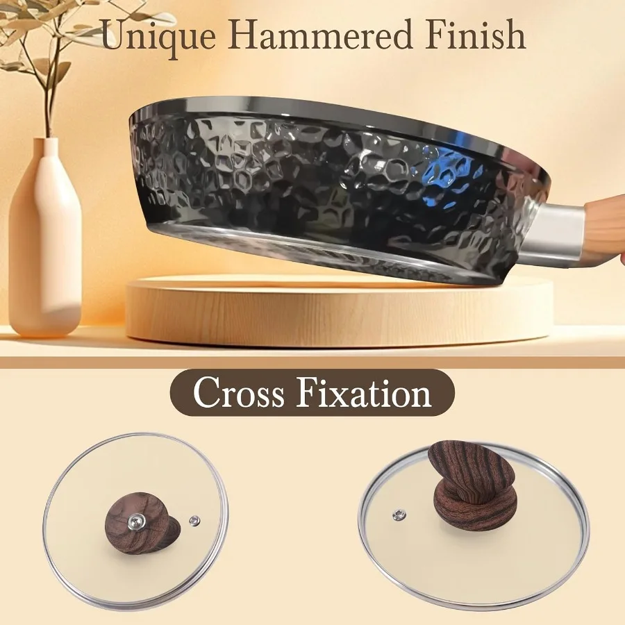 Набор кухонной посуды с антипригарным покрытием из 12 предметов с черной кованой отделкой для эффективного и простого приготовления пищи Идеально подходит для домашнего использования Прочный и