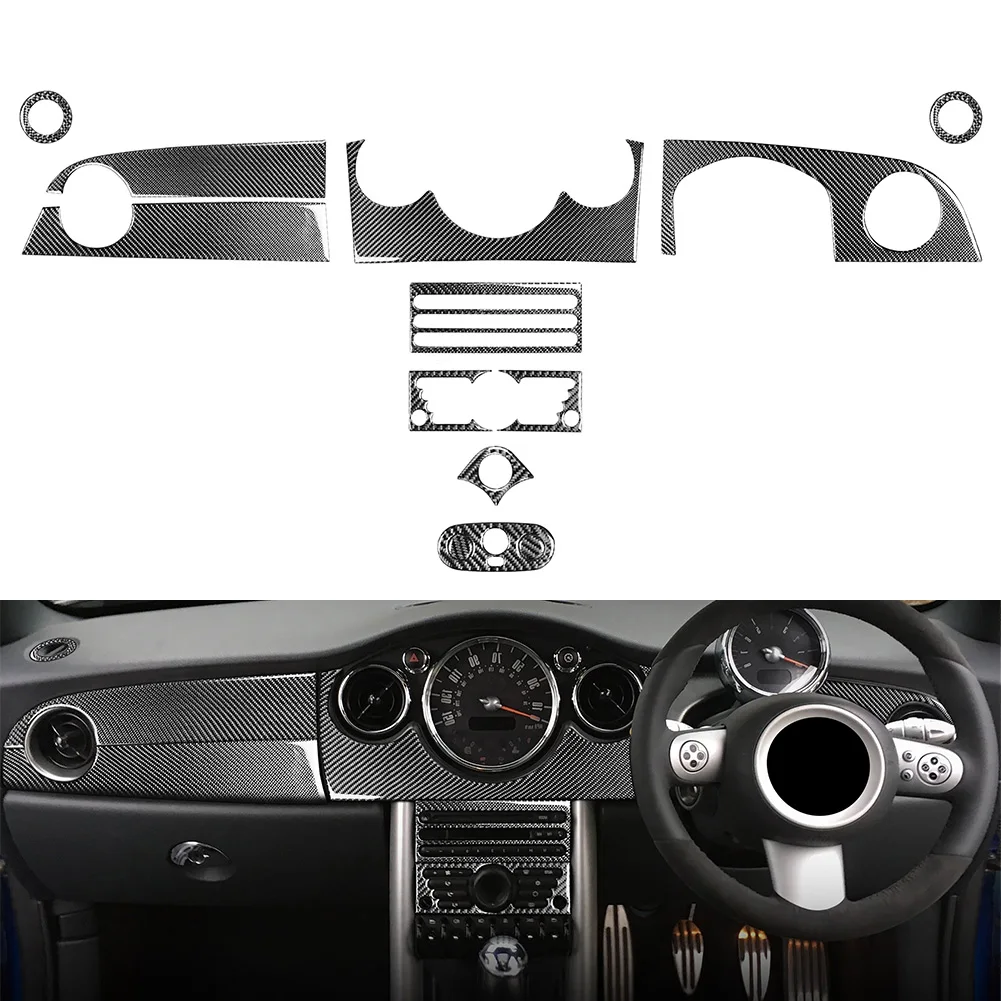 13Pcs Carbon Fiber Pattern Full Set Interior Car Accessories Trim Kit Decorative For BMW Mini Cooper R50 R53 2005-2006 RHD