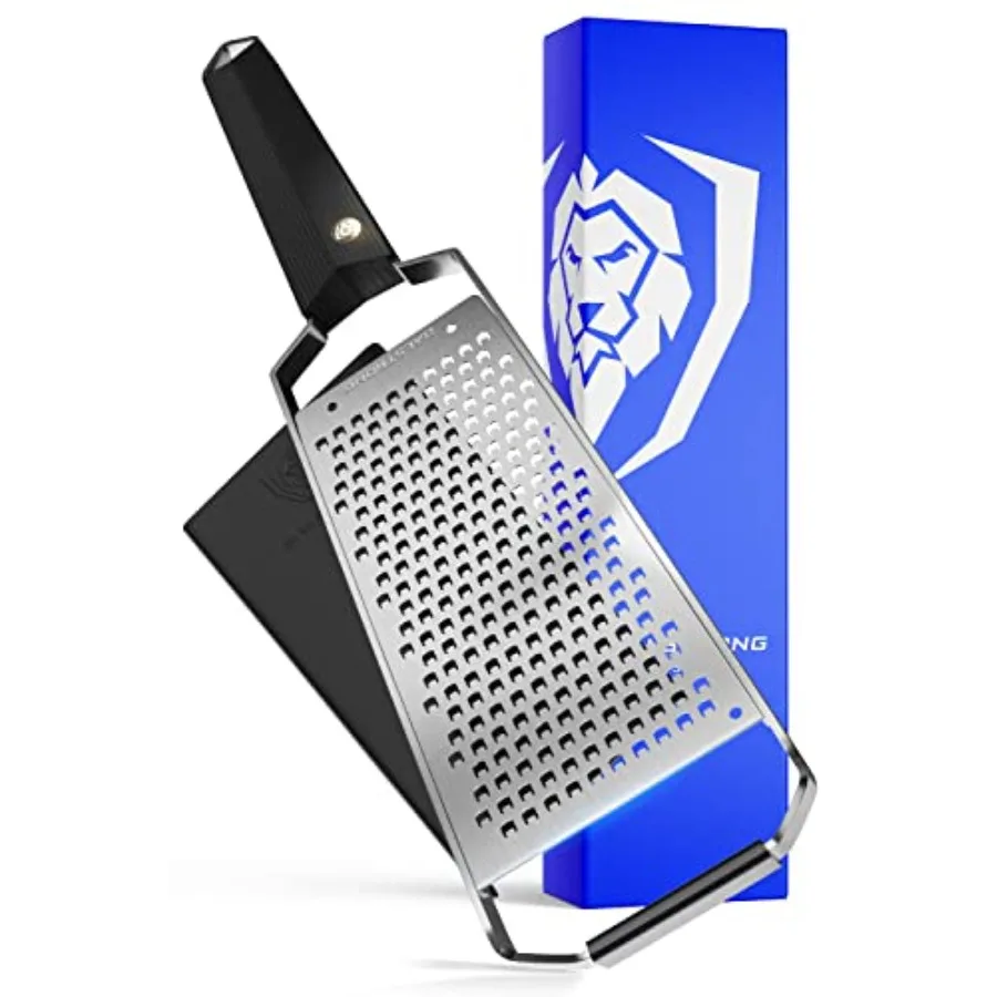 

Профессиональная широкая терка для сыра с крупными зубьями из нержавеющей стали 304 и ручкой G10 для твердых/средних сыров, лука-шалотта, чеснока, имбиря