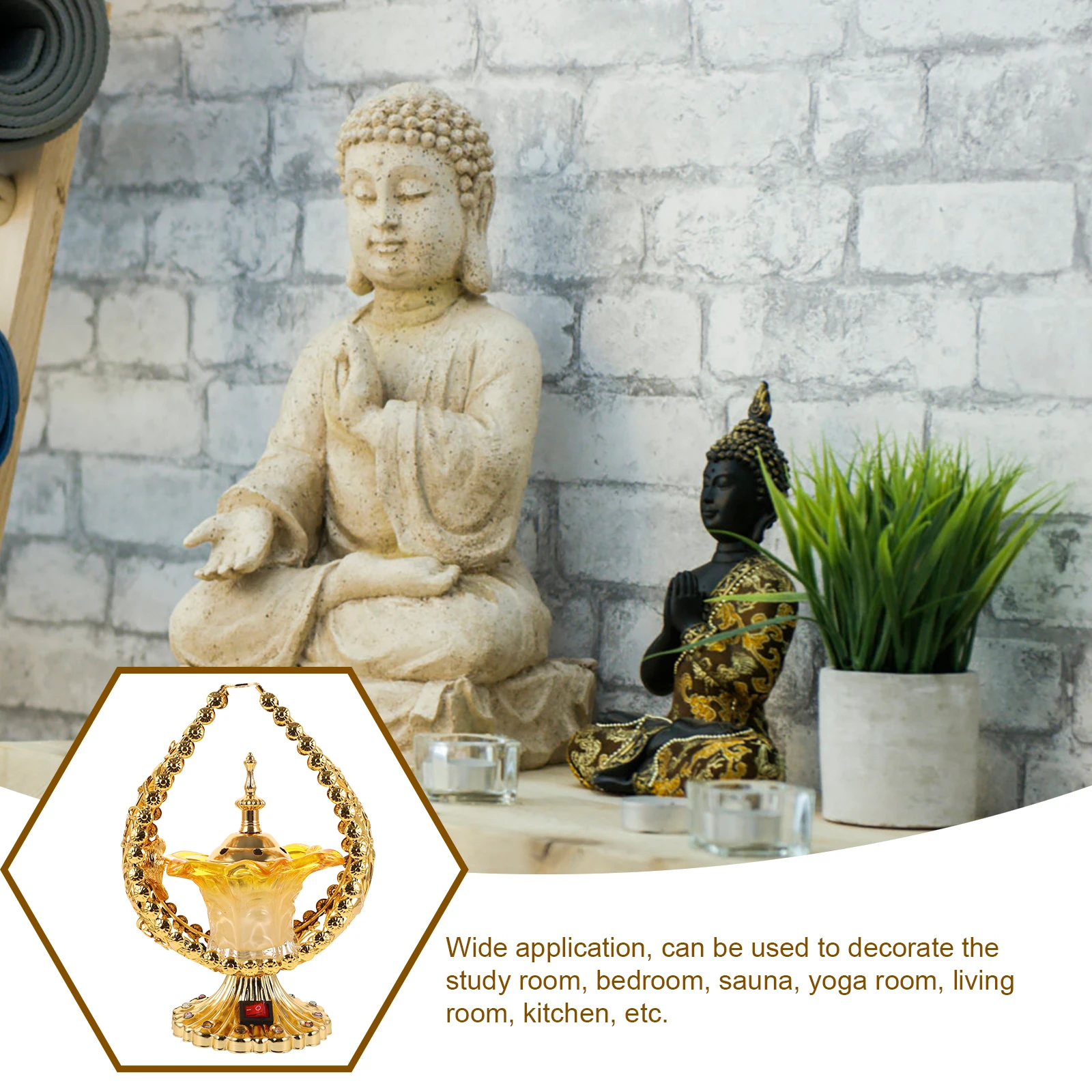 

Electric In Metal Censer Holder Home Decor Retro Style Table Burner Us Plug Bakhoor Heater Middle Eastern Style Aroma