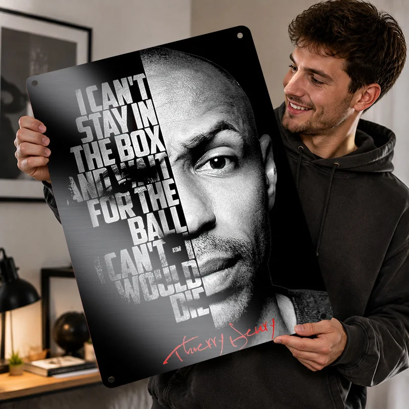 Thierry Henry Aluminum Posters Personalized Metal Tin Sign Premium Bold Soccer Icon Wall Art For Bedroom Study And Matchday Fans