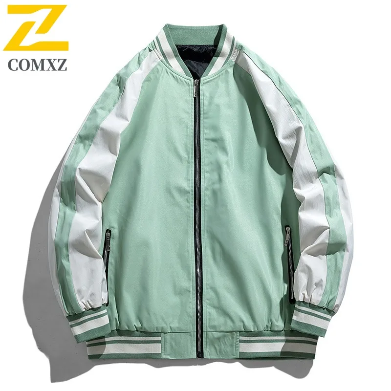 

COMXZ для мужчин 2025, свободная классическая легкая бейсбольная ветровка с воротником-стойкой, пальто, куртки в консервативном стиле, уличная ветровка
