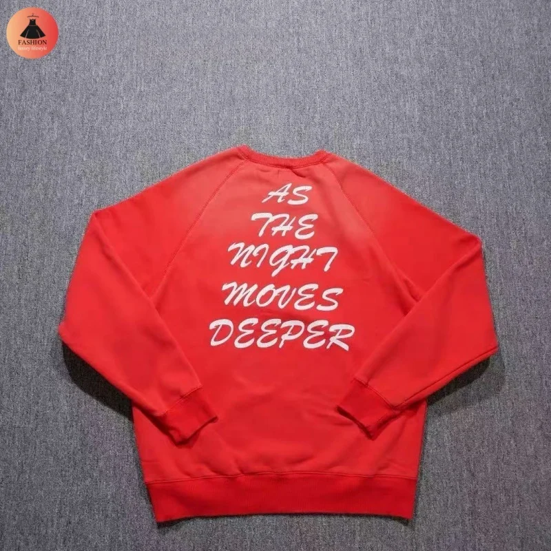 Trend Heavy duty Washed SAINT Bright Red Angel Baby Shiromi Round Neck Sweatshirt Men's Women's Winter Brand Tops