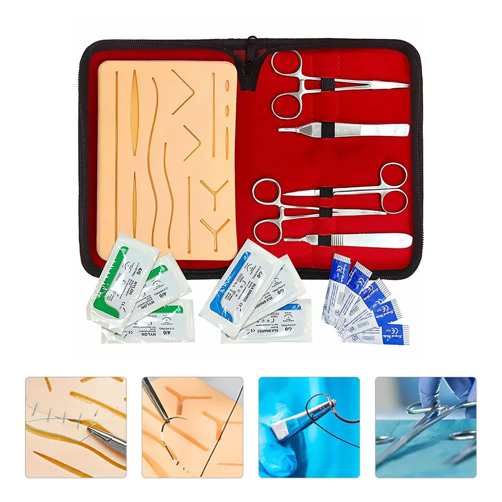 

17 Pieces Biological Dissection Tools Suture Training Suite Student Suturing Pad Silica Gel Practice Kit Realistic Wounds