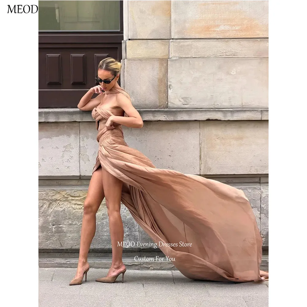 MEOD Strapless High Low Short Cocktail Dress Sexy Sleeveless Chiffon Graduation Gown Backless Mini Vestido De Festa Customized