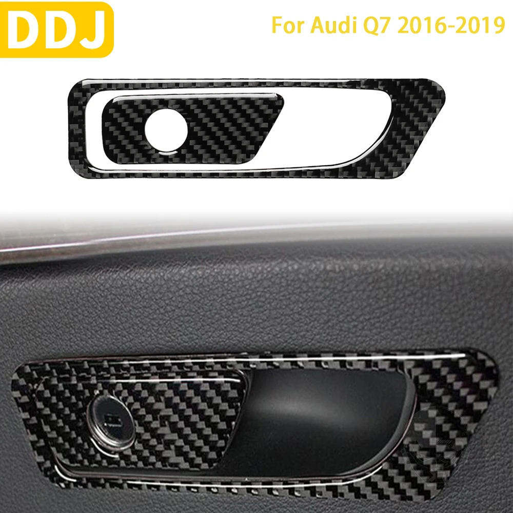 

For Audi Q7 2016 2017 2018 2019 Accessories Carbon Fiber Car Interior Glove Box Handle Panel Trim Sticker Decoration