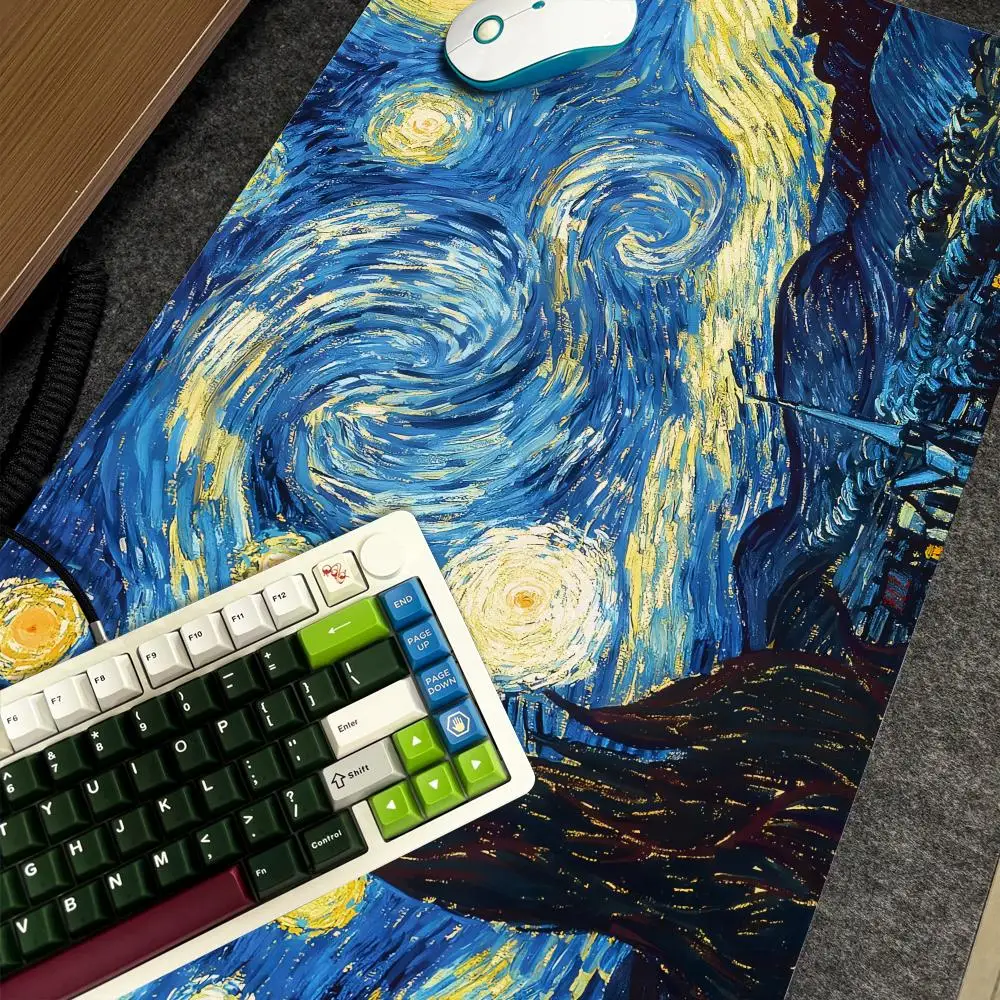 

V-Van Mouse Pad Xxl Computer Large Gogh Size Non-slip Gamer Keyboard 90x40cm Art Art Design HD Deskmat