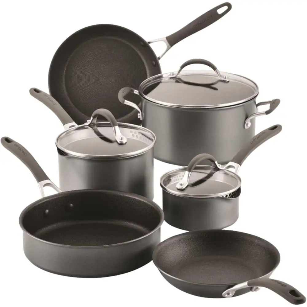 

9-Piece Graphite Scratch-Resistant Induction Cookware Set with Nonstick Technology