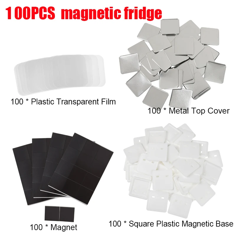 Square DIY Blank Pin Button Badge Material 50x50mm Refrigerator Magnets Badge Button Making Parts Punch Press Machine Supplies