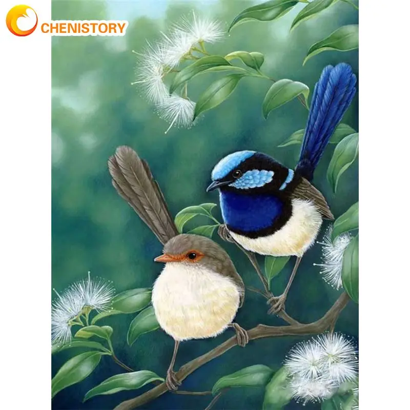 

CHENISTORY Oil Painting By Numbers Handmade Acrylic Paint Birds Home Decors Adults Crafts On Canvas DIY Gift Coloring By Numbers