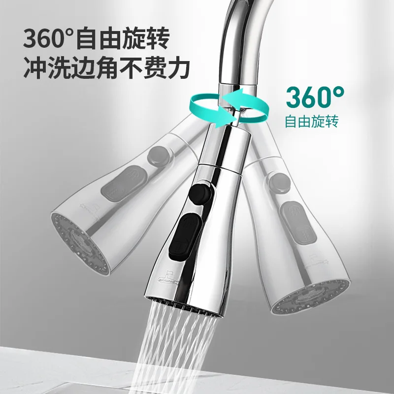 Kitchen faucet extender, double blade scraper, vegetable basin, pressurized splash proof faucet, water spout, aerator