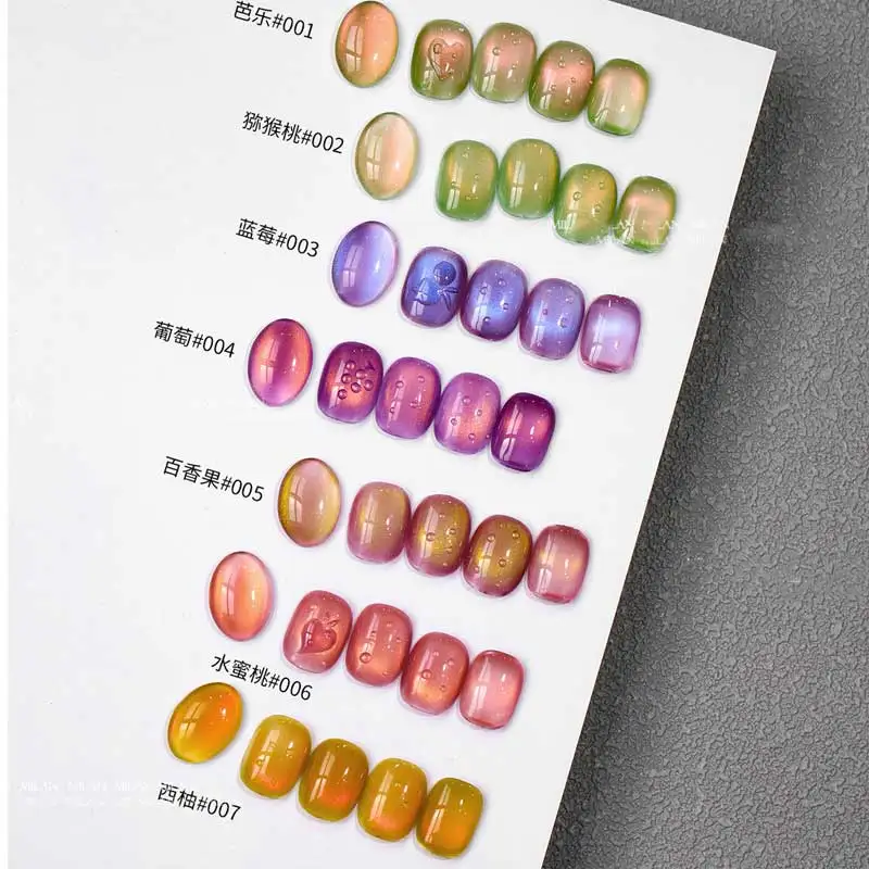Vernis à ongles magnétique en forme de chat, perles de verre scintillantes, couleur verte, semi-permanent, à tremper, pour manucure, 7 pièces