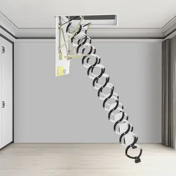 12단 냉간압연강 다락 사다리, 70x100cm, 블랙/화이트 색상, 천장 매립형 접이식 계단 (평지붕용) 10 best sales 계단 - №5