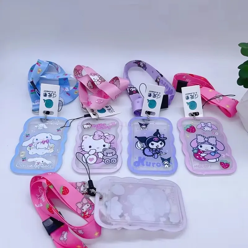 20 stücke Sanrio Cartoon transparente Karten halter Anime Kuromi Hallo Kitty pp ID-Karte Student mit Lanyard-Karte Lagerung liefert Geschenk