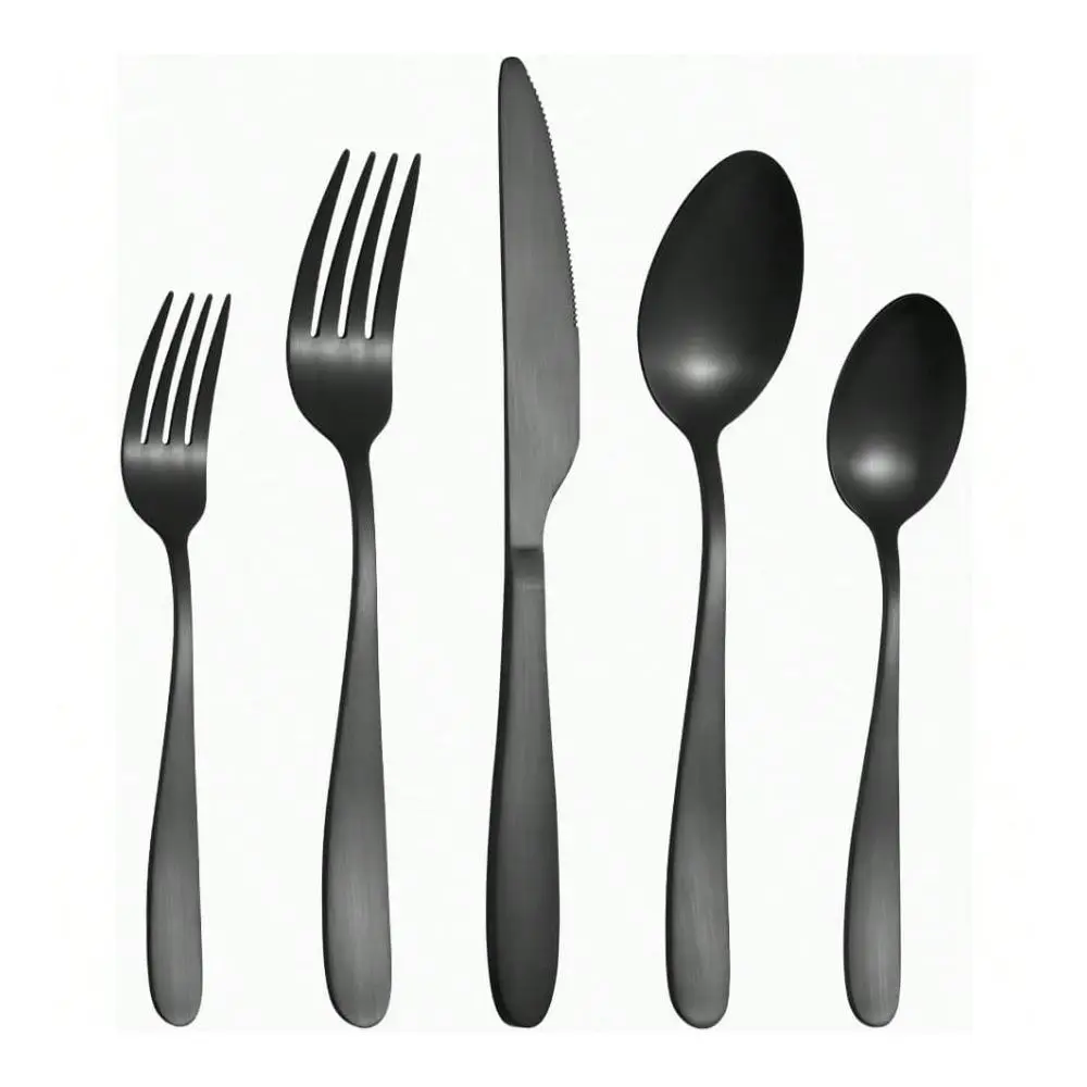 

Piece Black Silverware Set Stainless Steel Flatware Set For 12 People Kitchen Utensil Set With Comfortable Ergonomic Handles Ta