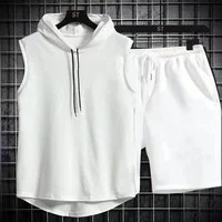 2025 summer new men's two-piece casual T-shirt and shorts set men's sports set fashionable short sleeved sports set hooded T-shi