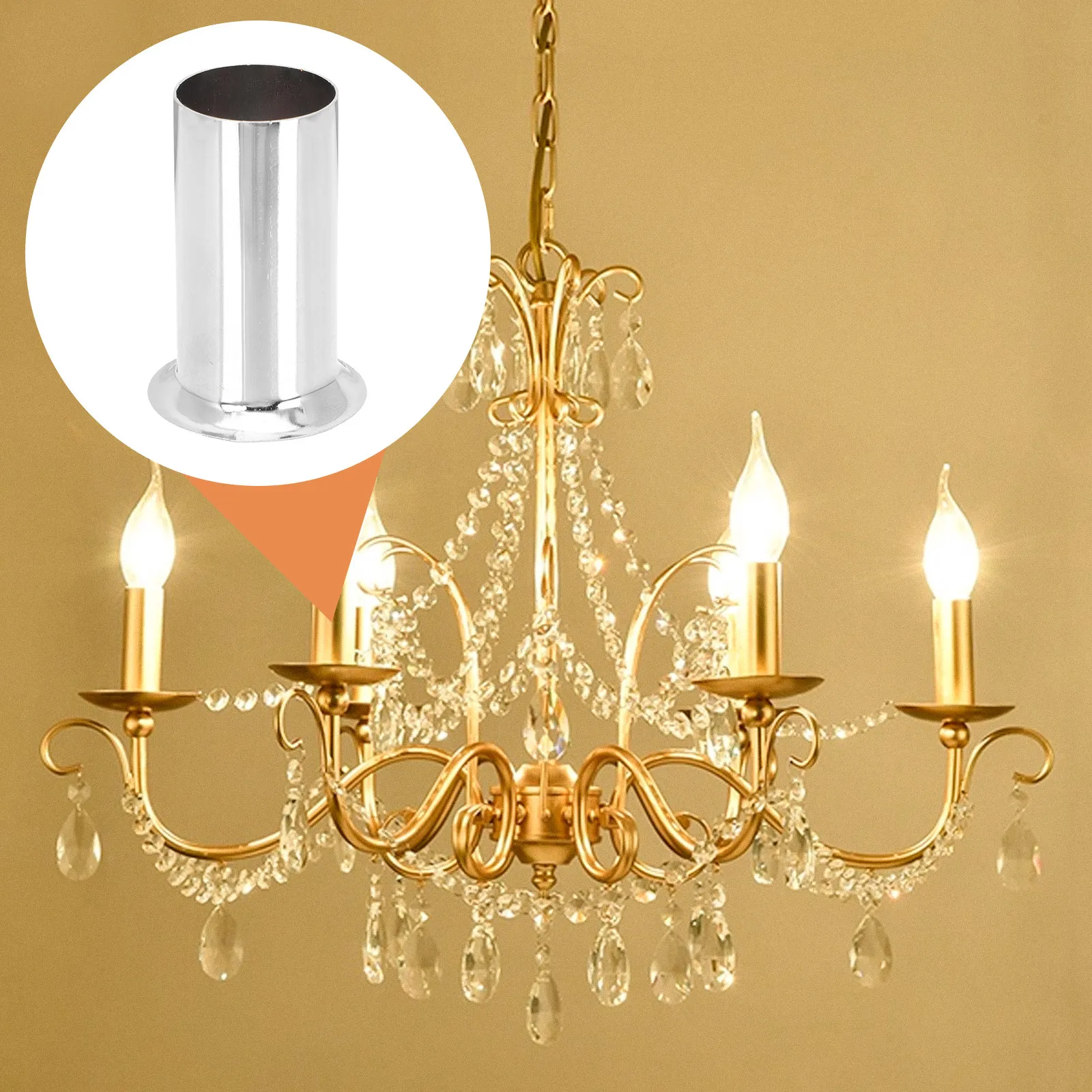 10Pcs Crystal Chandelier Candle Sleeves Iron Lamp Base Covers for Lighting Fixture Repair Accessories