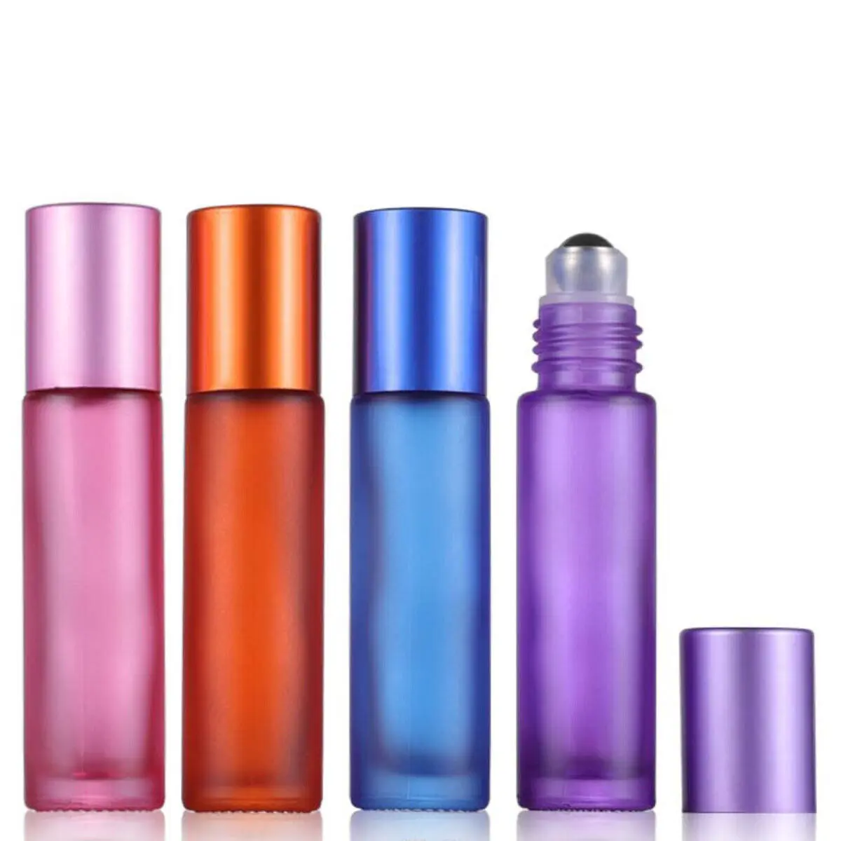 Botella enrollable de vidrio mate esmerilado, viales de bola de rodillo de aceites esenciales para Perfume, aromaterapia, viaje recargable