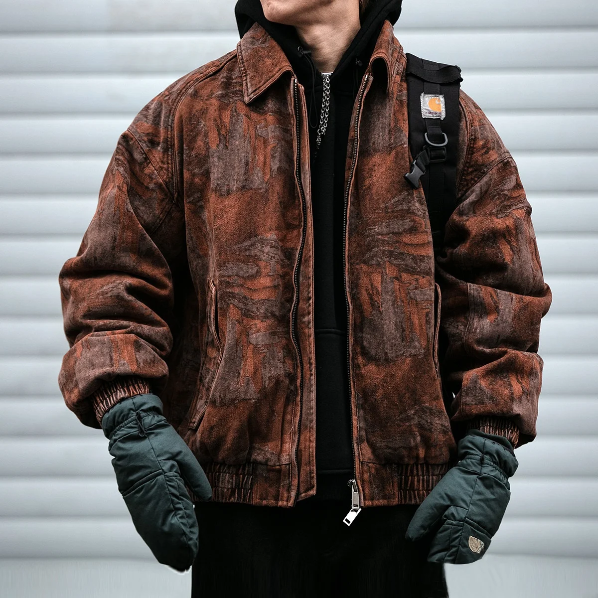 

Warm ort down Jaet Men's Vintage Waed Tie-Dye Denim 90 White Du Feather Lightweight Thiened Ci Casual Coat