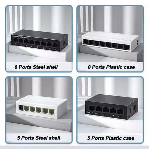 Imagen 2 del producto Enchufe europeo, 5/8 puertos, 10/100Mbps, conmutadores de red Mini Ethernet, divisor de interruptor de red rápido para el hogar y la Oficina