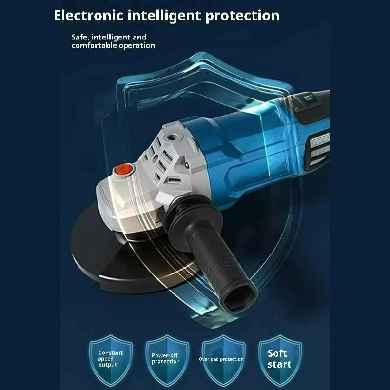 220V Multifunctional 180mm Disc Diameter Brushless Household Polish & Cutter Angle Grinder with Trigger Switch