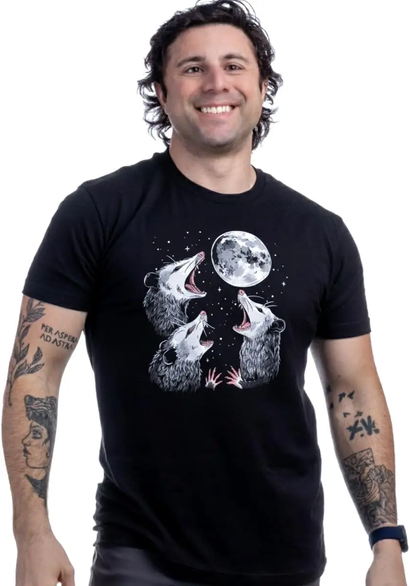 Three Possum Moon T-Shirt – Funny Opossum Meme Tee for Men & Women - Weird Animal Humor, Retro Cursed Gag Gift Graphic Shirt