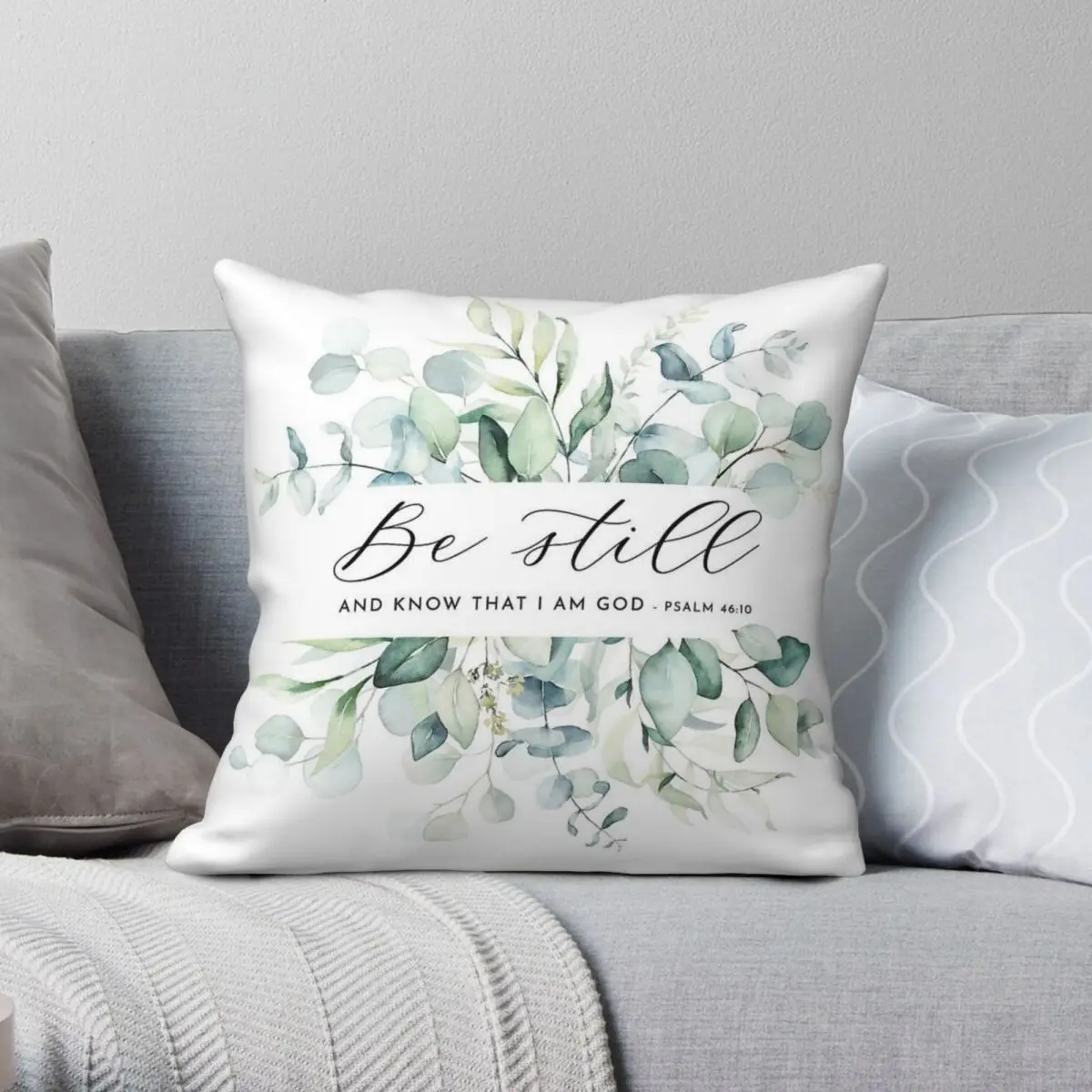 Be Still Psalm 46:10 Bible Verse Square Pillowcase Polyester Linen Velvet Creative Zip Throw Pillow Case Car Cushion Cover 18