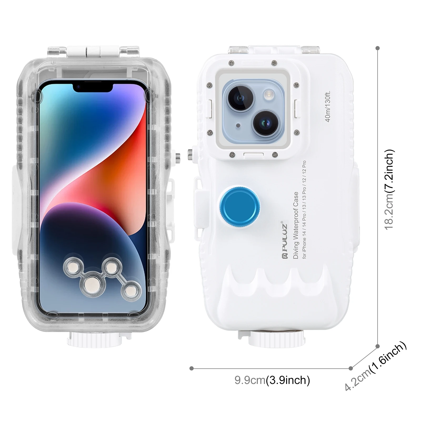 PULUZ 40m Waterproof iPhone Phone Diving Case with One-way Valve Photo Video Underwater Housing Cover for iPhone 15 14 13 12