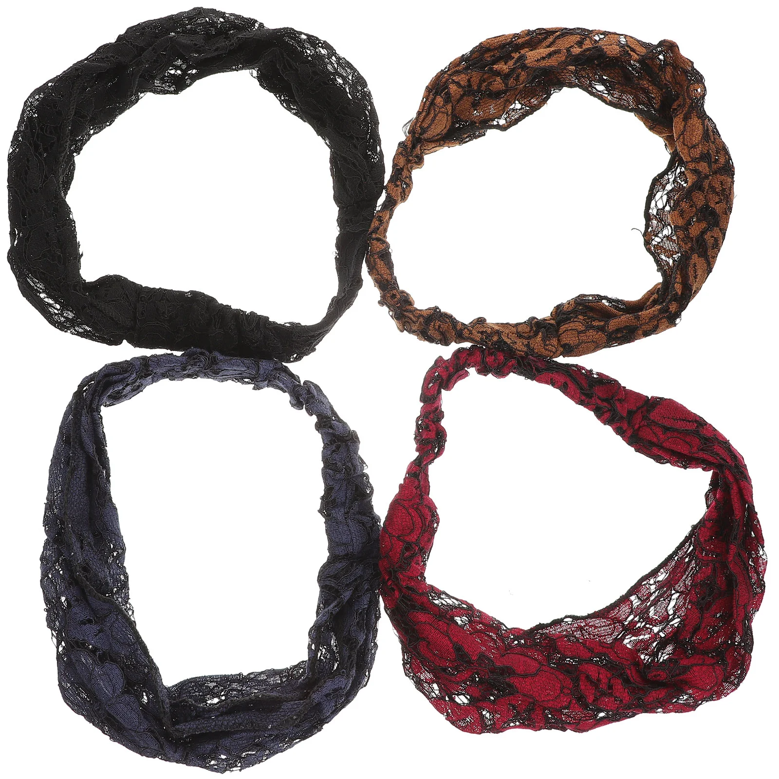 

4 Pcs Lace Headband Stretchy Wide Women Hairband African Headbands for Elastic Wraps